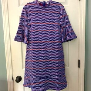 NWT Tyler Boe Mindy Jacquard Chevron Bell Sleeve Dress
